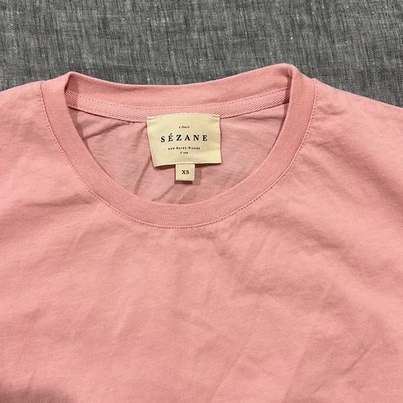 Sezane Pink Tee with Red Print - Picture 4 of 6